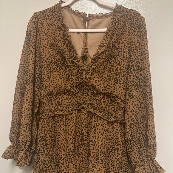 Leopard Print Ruffle Dress - Picture 2 of 4